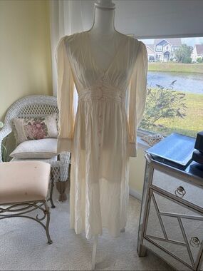 By the river cream flowing cottage core summer dress empire bodice  womens